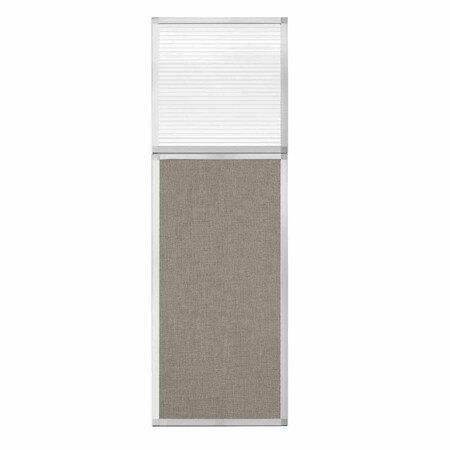 Versare Hush Panel Configurable Cubicle Partition 2' x 6' W/ Window Warm Pebble Fabric Clear Fluted Window 1812500-1